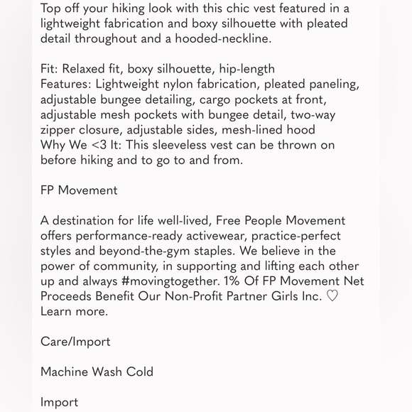 NEW Free People Movement Vest Small / S NWOT - Picture 4 of 5